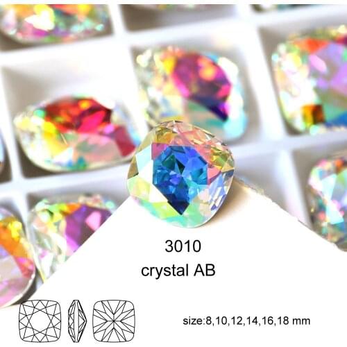 Square Cushion Glass Crystal Rhinestones 8-18mm Strass DIY Pointback 3D Diamonds For Nail Art Clothes Accessories Jewelry Making