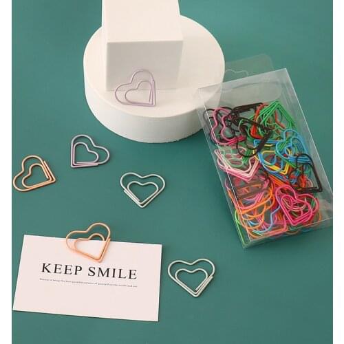 Soft colors Love Heart Clips Paper Clip Decorative Bookmark Pin Office Stationery Heart Clips Office Supplies Office Accessories