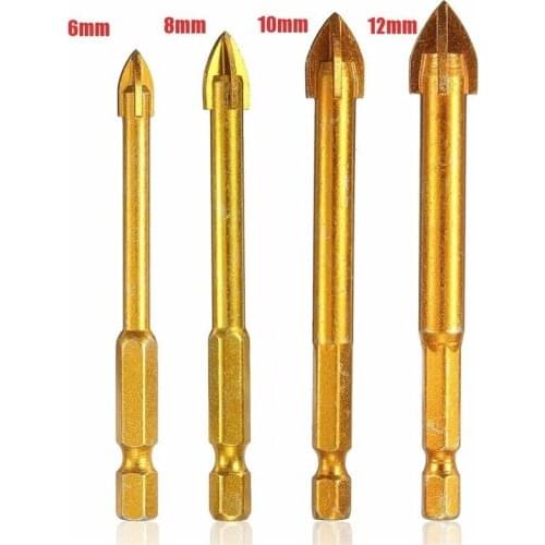 Glass Drill Bit Set Tungsten Carbide Tipped Ceramic Tile Cutter with Hex Shank Triangle Hole Drill For Power Tools Accessories