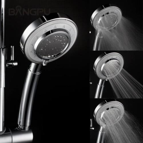 BANGPU ABS Plastic Shower Head Rainfall Shower Handheld Shower Chrome High Pressure Shower Head Save Water Spa Hand Shower
