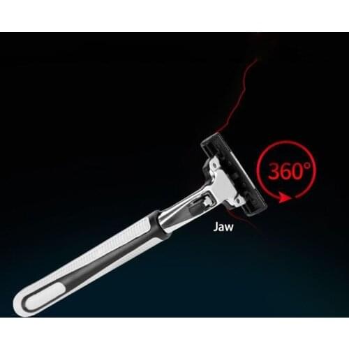 Professional Men Double Blade Head Floating Cutter Head Razor Portable 2 Tool Holders and 42 Tool Heads Set for Shaving