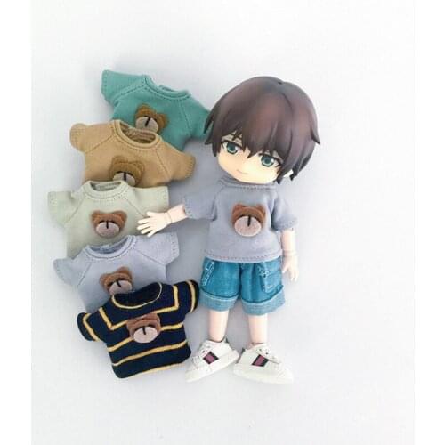 Ob11 Doll Clothes T-shirt long-sleeved cut flower bear GSC short-sleeved fit for bjd doll fashionable clothes for dolls