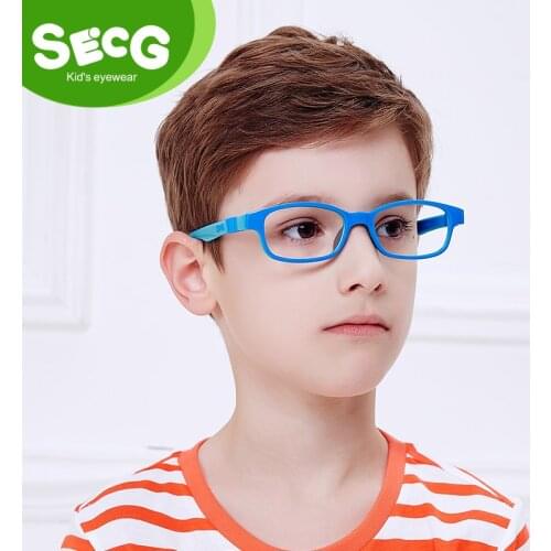 SECG Cute Children Optical Glasses Frame Soft Ultralight Kids Frame Glasses Boys Girls Optic Hyperopia Myopia Strap Prescription