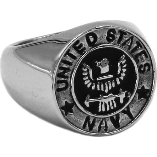 Wholesale United States Navy Ring Stainless Steel Jewelry Classic Military Ring Motor Biker Ring For Men SWR0804