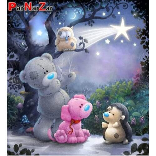 ParNarZar 5D DIY Diamond Painting Kits Animal Pattern Bear And Dog Mosaic Embroidery Art for Home Wall Decorations