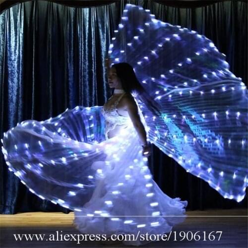 White LED Luminous Cloak Light Up Ballroom Butterfly Wing Led Lighting Party Event Belly Dance Led Illuminated Stage Props