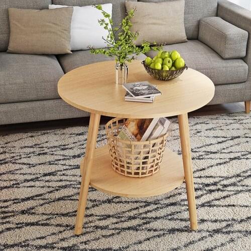 Simple Mini Tea Table Bedside Sofa Side Table Balcony Solid Wood Round Table Living Room Furniture Small Table Multifunctional