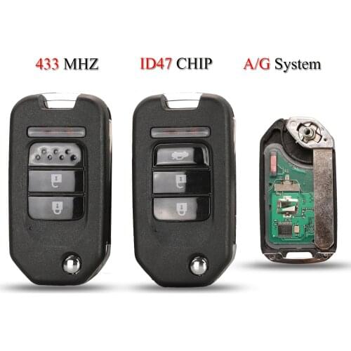 Kutery Remote Smart Car Key For Honda Greiz Civic City XRV Vezel 3/4 Buttons 433Mhz ID47 Chip A/G System