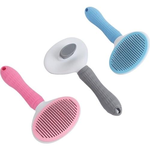 Pet Dog Hair Removal Comb Grooming Brush Stainless Steel Cats Combs Automatic Non-slip Brushs for Dogs Cats Cleaning Supplies
