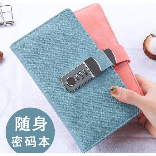 Retro High Quality A6 Agenda with Password Lock Pu Leather Simple Office Squared Notebooks Monthly Planner Personal Diary Nice