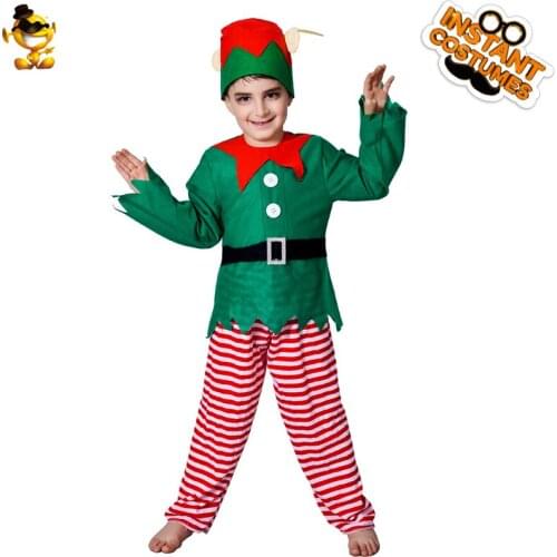 Chic and Lovely Boy Christmas Santa Claus Costume Christmas Special Clothing for Boys Green Elf Carnival Party Cosplay Costumes