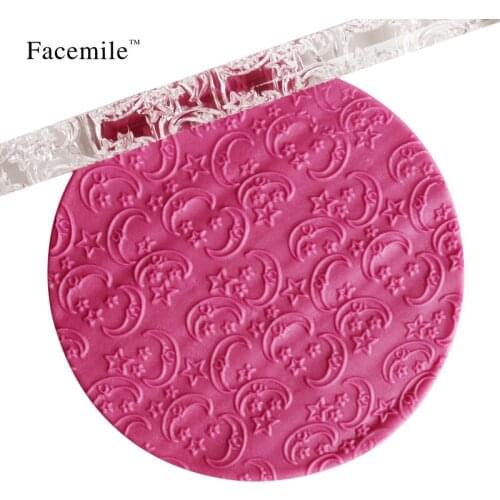 New Design Embossing Rolling Pins Sugar Craft Tool Fondant Gift Decoration Moon Star Shape Pastry Tool Kitchen Accessories