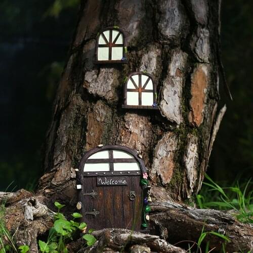 Fairy fairy door fairy garden pendant glow-in-the dark dwarf door Christmas tree decoration resin crafts home decoration