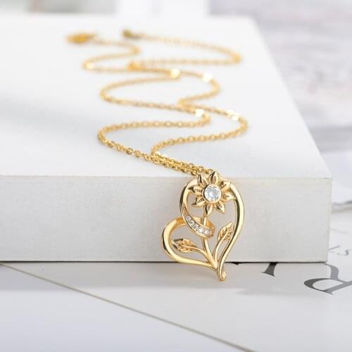 Wedding Jewelry Crystal Rose Flower Necklaces For Women Gifts Stainless Steel Chain Beauty and the Beast Accessories Collares