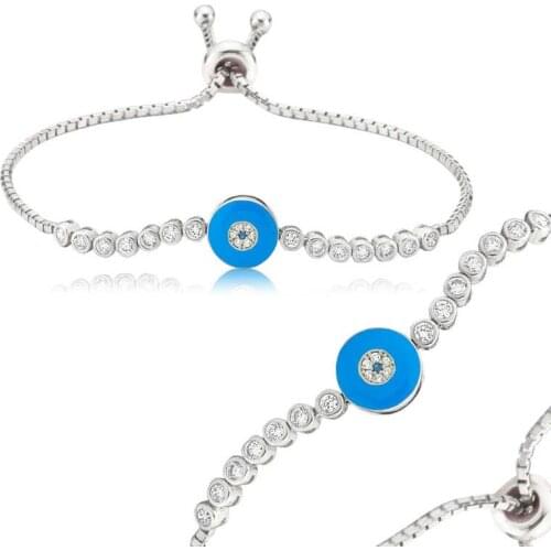 Tevuli 925 Sterling Silver Evil Eye With Lift Womens Bracelet