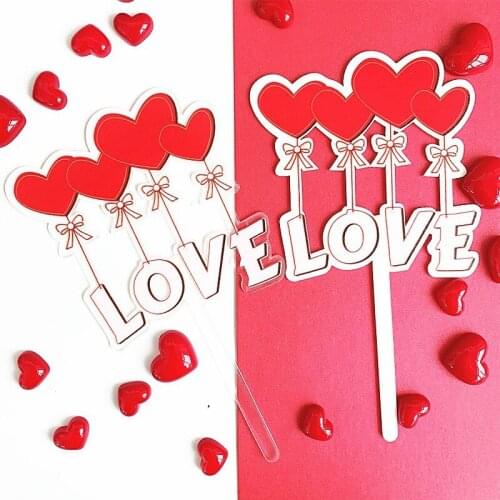 LOVE Valentines Day Cake Decoration Acrylic Cake Topper Wedding Party Supplies Wedding Anniversary Celebration Decoration