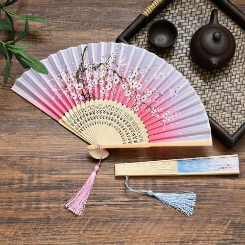 Fan folding fan Chinese style womens antiquity summer classical costume dancing Hanfu folding small bamboo fan