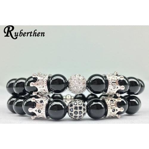 Ruberthen Vintage Design Crown Charm Bracelet Natural Stone Powerful Bracelet High Quality Balance Wedding Jewelry