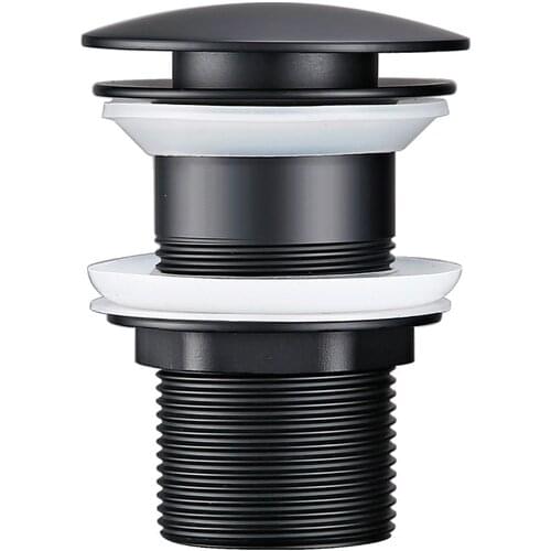 Gold Basin Sink Drainer Corrosion Resistant Easy To Clean Pop Up Button Round Hole Black Bathroom Hotel Drainer Brushed gold