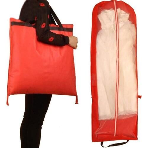 10pcs 180*60*10cm Red Garment Bag for Wedding Dress/Wedding Gown Non-woven Foldable Dust Cover Storage Carry-on Bag ZA4232