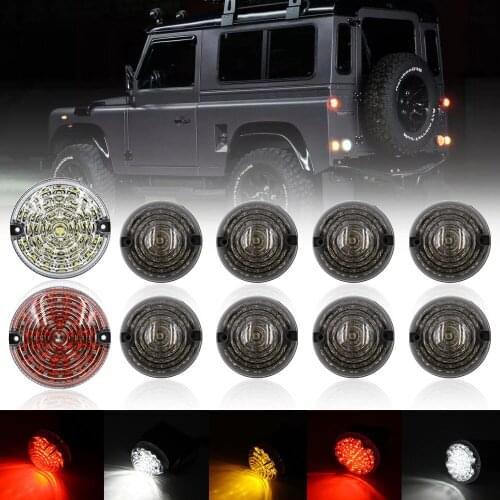 10pcs Clear + Red Front + Rear Fog Lamp Reversing Light Complete LED Defender Upgrade Kit For Land Rover Defender 1990-2016