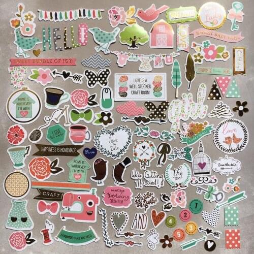 104pcs SAVE THE DAY Foil Gold Paper Die Cut Stickers for DIY Scrapbooking Card Making Crafts /photo album Decoration