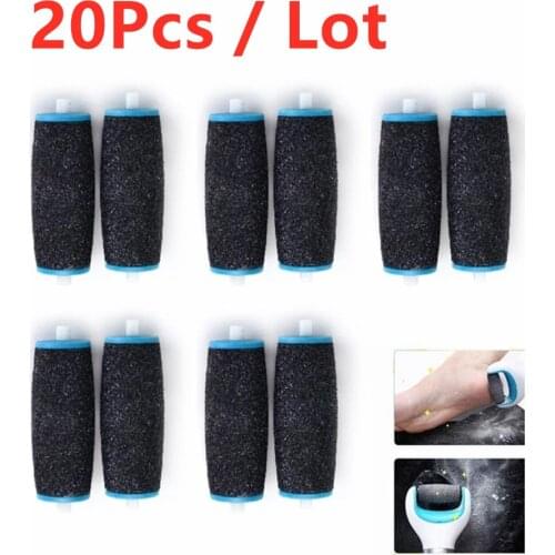 20pc Blue black Replacements Roller Heads For Pro Pedicure Foot Care Tool Scholls Feet Electronic Foot File Rollers Skin Remover