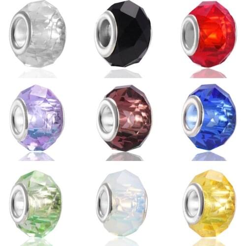 20PCS/Lot DIY Handmade Jewelry Silver Plated Glass Glaze Crystal Beads Charms fit for Women Pandora Bracelet Chain & Bangle