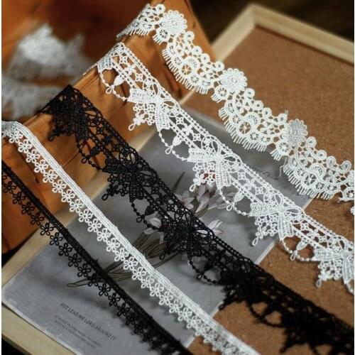 3 Meters White Black Water Soluble Lace Trim Ribbon Embroidered DIY Handmade Wedding Dress necklace Trims Sewing Supplies Craft