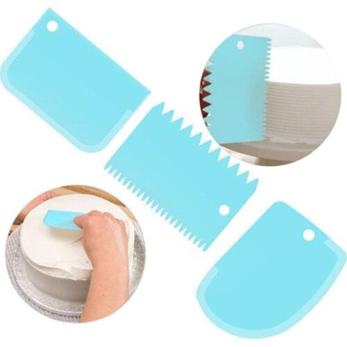 3PCS/Lot Dough Cake Cutter Slicer Spatula for Cake Cream Scraper Pasty Cutters Scraper Irregular Teeth Edge DIY Smoother