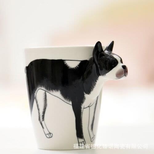 3D Dog Ceramic Cup Hand Painted Japanese Animal Coffee Milk Mug Logo Custom Couple Christmas Valentines Day Gift