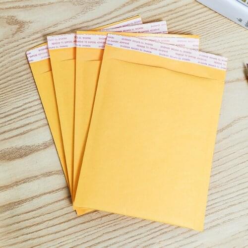 5pcs Lot 14*16cm+4cm Yellow Kraft Paper Bubble Bag Padded Mailing Self-adhesive Sealing Packing Envelope Business Mailers Supply