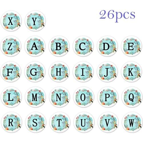 Alphabet 10pcs mixed 12mm/18mm/20mm/25mm Round photo glass cabochon demo flat back Making findings Z1024