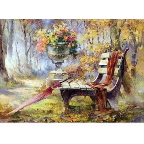 Autumn chairs landscape Diamond Embroidery Handmade Full drill Square 5d Diy Diamond Painting Picture of Rhinestones