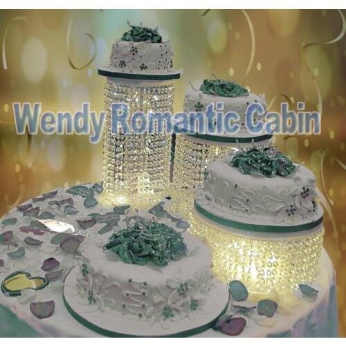 Free shipping 3pcs/set Party Crystal Cake Stand Wedding Party supplies circle clear crystal centerpiece Paty cake holders