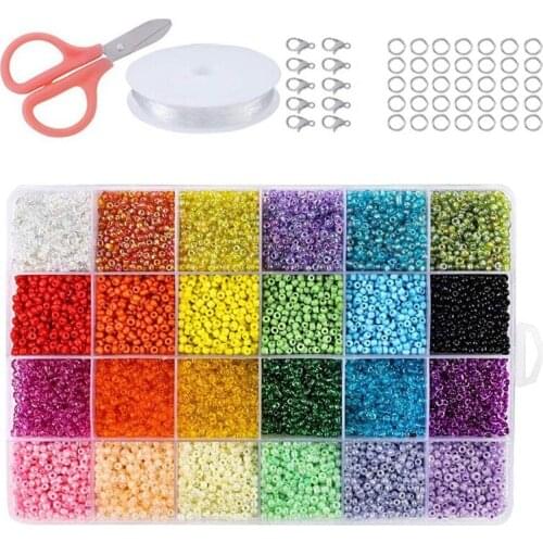 Seed Beads for Bracelets, 24 Colors 2mm Colored Small Glass Beads for Bracelets Jewelry Making Crafts 20000 Pcs