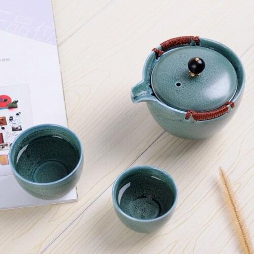 New Ceramics style Travel tea set Include 1 Pot 2 Cup,kung fu gaiwan teapot teacup, personal office travel portable Teaware
