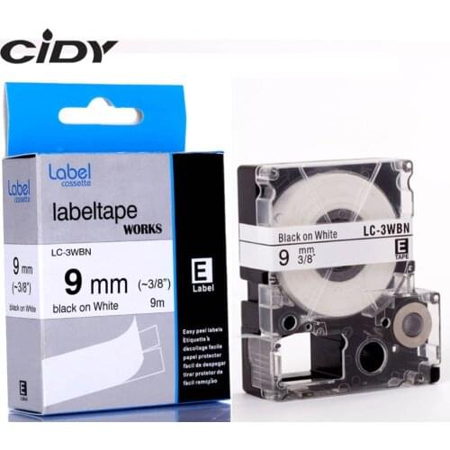 CIDY 6pcs for Epson mixed LC-3WBN LC-4WBN9 LC-5WBN Black on White printing ribbon for compatible epson label maker LW300 LW400