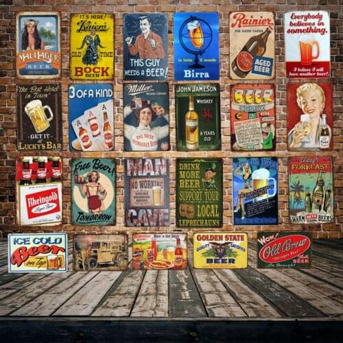 [ DecorMan ] Man Cave GUY Free Beers World TIN SIGN Custom wholesale Mural Paintings Bar PUB Decor LT-1816