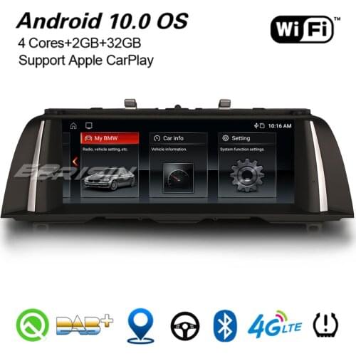 Erisin 10.25" Android 10.0 IPS GPS Autoradio Carplay DAB+ WiFi TPMS Bluetooth 4G DVR USB Navi For BMW 5 Series F10/F11 NBT 3110N