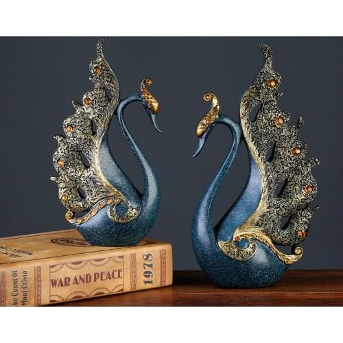 European luxury Creative resin ornaments in the shape of a swan home decoration crafts TV cabinet office statues accessories wed