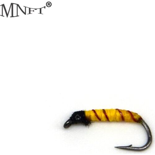 MNFT 10Pcs Artificial Lures Yellow Dody Purple Copper Wire Weighted Nymph Trout Fly Fishing Lures Dand Barb 10