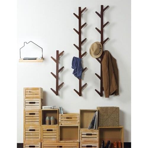 JOYLIIVE 6/8 Hooks Coat Rack Wall Solid Wood Wall Hanging Living Room Bedroom Decorative Clothes Rack Bamboo Furniture 2020