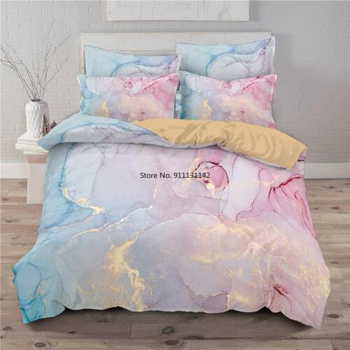 Modern Geometric Color Marbled Bedding Set Fashion Home Decor 2/3pcs Down Bed Cover Pillowcase Home Textile
