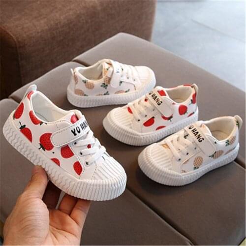 Strawberry Girls Canvas Shoes Sneakers Girls Tennis Shoes Lace-up Children Footwear Toddler Casual Kids Canvas Shoes