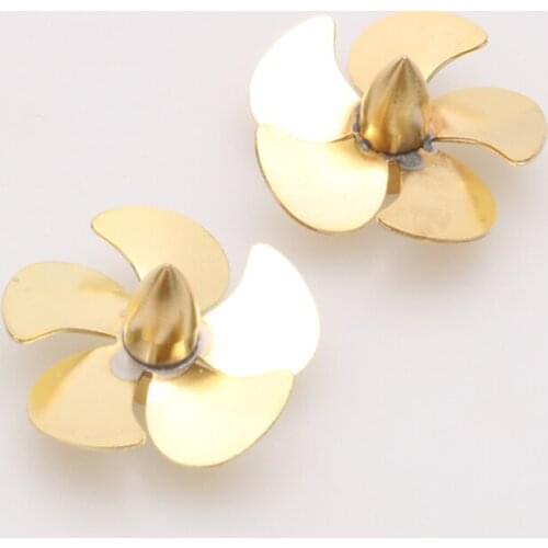 2pcs Diameter 31mm Copper Brass Welding Propeller with M4 Thread Hole CW CCW 5 Blade Paddle for RC Boat DIY Simulation Ship Prop