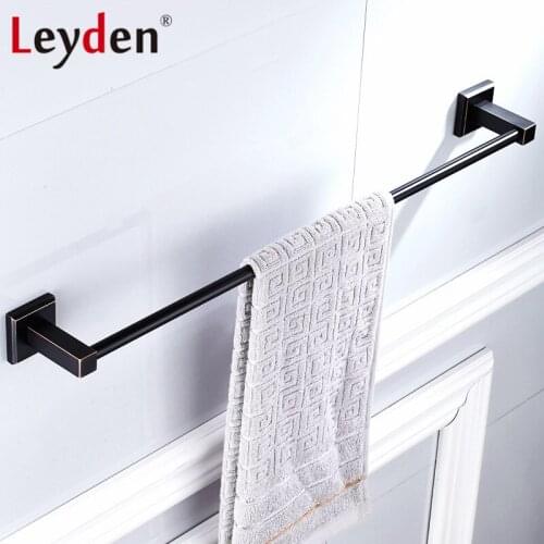 Leyden New Black Towel Bar Brass Oil Rubbed Bronze Towel Rack ORB Classical Single Towel Rail Wall Mounted Bathroom Accessories