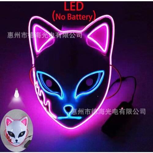 Hot Sales Anime Masks Glowing LED Mask Demon Slayer Party Mask Halloween Cosplay Party Costume Decorations Cosplay Masques Mask