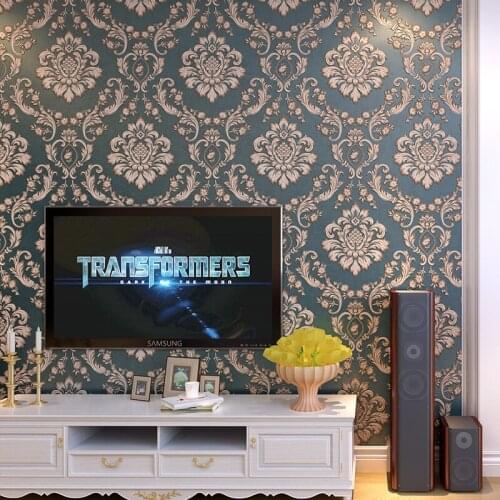 Beibehang papel de parede European non - woven wallpaper large flowers 3D Damascus study living room TV background wallpaper