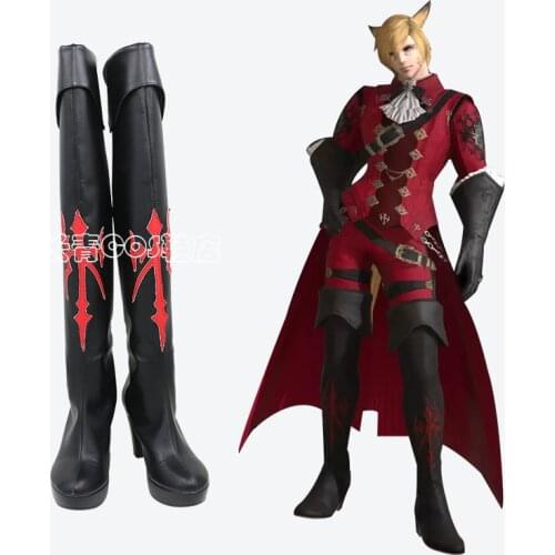 Final Fantasy XIV FF14 Stormblood Guren no Riberet Red Mage Red Sorcerer Akamadoshi Game Cosplay Shoes Boots C006